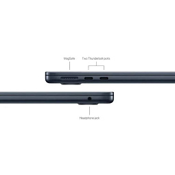 15.3" Ноутбук Apple MacBook Air 15 2025 2880x1864, Apple M4, RAM 16 ГБ, SSD 256 ГБ, 10C CPU/10C GPU, macOS, Midnight (MW1L3) Гравировка RUS - фото 6