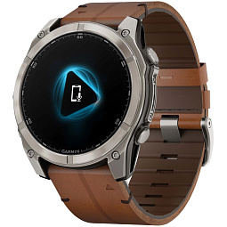 Умные часы Garmin FENIX 8 51mm Amoled Sapphire Titanium Graphite with Chestnut Leather Band (010-02905-40) - фото 6
