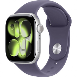 Apple Watch Series 11 42mm GPS Aluminum Case with Sport Band S/M, Silver/Purple Fog, MEU64 - фото 1