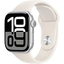 Фото Apple Watch Series 10 42mm GPS Aluminum Case with Sport Band M/L, Silver/Starlight (MXLM3)