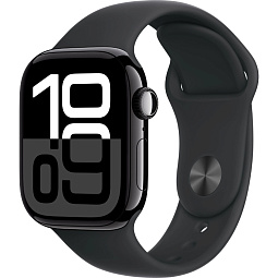 Apple Watch Series 10 46mm GPS Aluminum Case with Sport Band S/M, Jet Black/Black (MWWP3LW/A) - фото 1