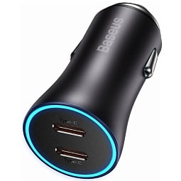 Автомобильное зарядное устройство Baseus Golden Contactor Pro Dual Fast Charger Car Charger C+C 40W, серый - фото 1