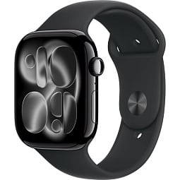 Apple Watch Series 11 46mm GPS Aluminum Case with Sport Band S/M, Jet Black/Black, MEUW4LW/A - фото 1