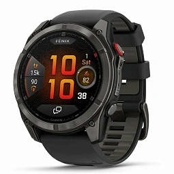 Умные часы Garmin Fenix 8 Pro 51mm AMOLED Sapphire Carbon Gray DLC Titanium with Black/Pebble Gray Silicone Band (010-03199-00) - фото 1