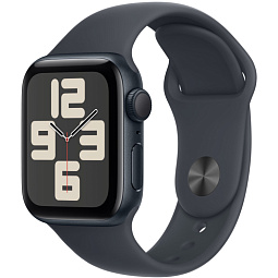 Apple Watch SE 2024 GPS 40mm Aluminium Case with Sport Band S/M, Midnight (Тёмная ночь), MXE73 - фото 1