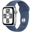 Фото Apple Watch SE 2024 GPS 40mm Aluminum Case with Sport Band M/L, Silver/Denim (Серебристый/синий), MXED3