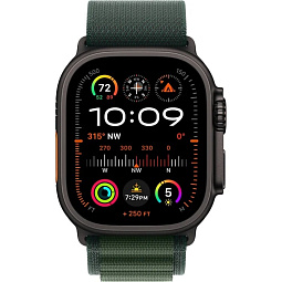 Apple Watch Ultra 2 (2024) 49mm Black Titanium Case with Dark Green Alpine Loop L, MX4T3LW/A - фото 2