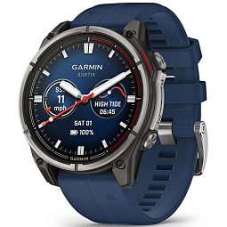 Умные часы Garmin Quatix 8 47mm AMOLED Sapphire, титановые с синим ремешком, (010-02904-51) - фото 1