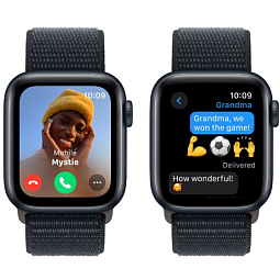 Apple Watch SE 2023 GPS 40mm Aluminum Case with Sport Loop, Midnight (Тёмная ночь), MRE03 - фото 5