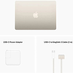 13.6" Ноутбук Apple MacBook Air 13 Apple M2 2024 2560x1664, RAM 16 ГБ, SSD 256 ГБ, 8C CPU/8C GPU, macOS, Starlight (MC7W4) Гравировка RUS - фото 10