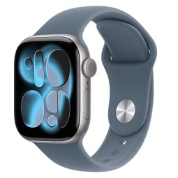 Apple Watch Series 11 42mm GRS Aluminum Case with Sport Band S/M, Space Gray/Anchor Blue, MEW14 - фото 1