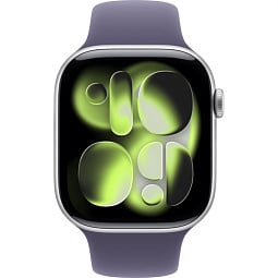 Apple Watch Series 11 46mm GPS Aluminum Case with Sport Band M/L, Silver/Purple Fog, MEVA4LW/A - фото 2