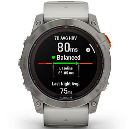 Умные часы Garmin FENIX 7X PRO Sapphire Solar, титановый с дымчато-серым оранжевым ремешком (010-02778-15) - фото 6
