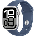 Фото Apple Watch Series 10 42mm GPS Aluminum Case with Sport Band S/M, Silver/Denim (MWWA3LW/A)