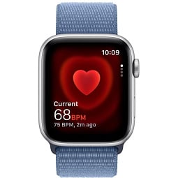 Apple Watch SE 2023 GPS 40mm Aluminum Case with Sport Loop, Silver/Winter Blue (Серебристый/зимний синий), MRE33 - фото 4