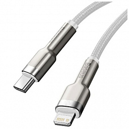 Кабель Baseus для зарядки iP Lightning to Type-C PD 20W 1м белый, (CATLJK-A02) - фото 3