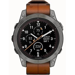 Умные часы Garmin FENIX 7 Pro Sapphire Solar титановый серый с коричневым кожаным ремешком (010-02777-30) - фото 2