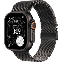 Apple Watch Ultra 3 (2025) 49mm Black Titanium Case with Black Titanium Milanese Loop M, MF1Q4LW/A - фото 1