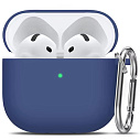 Фото Чехол для AirPods 4 силиконовый темно-синий с карабином