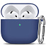 Чехол для AirPods 4 силиконовый темно-синий с карабином - фото 2
