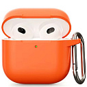 Фото Чехол для AirPods 4 силиконовый оранжевый с карабином
