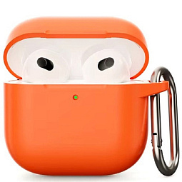 Чехол для AirPods 4 силиконовый оранжевый с карабином - фото 1