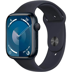 Apple Watch Series 9 GPS 41mm Aluminum Case with Sport Band S/M, Midnight (Тёмная ночь), MR8W3LW/A - фото 1