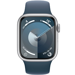 Apple Watch Series 9 GPS 41mm Aluminum Case with Sport Band M/L, Silver/Storm Blue (Серебристый/Штормовой синий), MR913 - фото 2