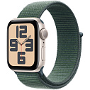Фото Apple Watch SE 2024 GPS 40mm Aluminium Case with Sport Loop, Starlight/Lake Green (Сияющая звезда/зеленый), MXEH3