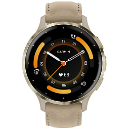 Умные часы Garmin VENU 3S, французский серый с золотистым безелем и кожаным ремешком (010-02785-55) - фото 3