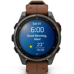 Умные часы Garmin FENIX 8 Pro 47mm Amoled Sapphire Carbon Grey DLC Titanium with Chestnut Leather Band (010-03198-40) - фото 2
