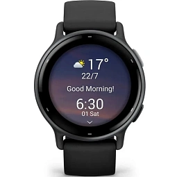 Умные часы Garmin VIVOACTIVE 5, черные с серым безелем и силиконовым ремешком (010-02862-5A) - фото 2
