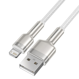 Кабель Baseus Cafule Series Metal Data Cable USB to IP 2.4A 1m, White - фото 4