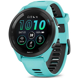 Умные часы Garmin Forerunner 265, с черным безелем и силиконовым бирюзовым ремешком (010-02810-12) - фото 1