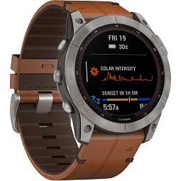 Умные часы Garmin FENIX 7X Sapphire Solar титановый черный с коричневым кожаным ремешком (010-02541-19) - фото 3