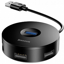USB - хаб Baseus round box HUB adapter USB3.0 to USB3.0*1+USB2.0*3 1m Black - фото 1