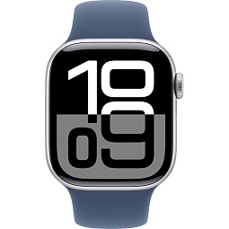 Apple Watch Series 10 42mm GPS Aluminum Case with Sport Band M/L, Silver/Denim (MWWC3LW/A) - фото 2