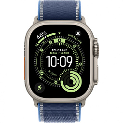 Apple Watch Ultra 3 (2025) 49mm Natural Titanium Case with Blue/Bright Blue Trail Loop M/L, MEWU4 - фото 2