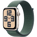 Фото Apple Watch SE 2024 GPS 44mm Aluminium Case with Sport Loop, Starlight/Lake Green (Сияющая звезда/зеленый), MXEW3