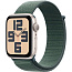 Apple Watch SE 2024 GPS 44mm Aluminium Case with Sport Loop, Starlight/Lake Green (Сияющая звезда/зеленый), MXEW3 - фото 4