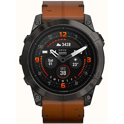 Умные часы Garmin EPIX PRO (Gen 2) Sapphire Edition 51 мм, Sapphire Grey Chestnut Leather Band (010-02804-30) - фото 2