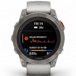 Умные часы Garmin FENIX 7 PRO Sapphire Solar, титановый серый с серо-оранжевым ремешком (010-02777-21) - фото 3