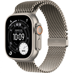 Apple Watch Ultra 3 (2025) 49mm Natural Titanium Case with Natural Titanium Milanese Loop L, MF0E4 - фото 1