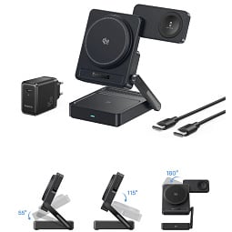 Беспроводное зарядное устройство Baseus PicoGo AF21 3-в-1 Qi 2.2 Wireless Charger 35W (E02054), черный - фото 2