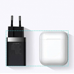 Сетевое зарядное устройство Baseus Super Si Pro Quick Charger USB + Type-C C+U 30W EU Black (CCSUPP-E01) - фото 7