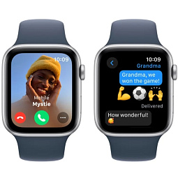 Apple Watch SE 2023 GPS 40mm Aluminum Case with Sport Band M/L, Silver/Storm Blue (Серебристый/синий), MRE23 - фото 4