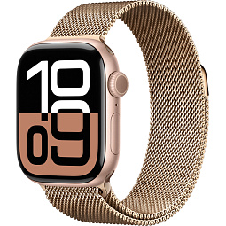 Apple Watch Series 10 46mm GPS Aluminum Case with Milanese Loop, Rose Gold/Gold - фото 1