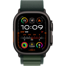 Apple Watch Ultra 2 (2024) 49mm Black Titanium Case with Dark Green Alpine Loop S, MX4Q3 - фото 2