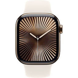 Apple Watch Series 10 46mm GPS Gold Titanium Case with Starlight Sport Band M/L (MWYY3) - фото 2