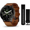 Умные часы Garmin Venu 4 45mm Slate with Black Silicone Band and Brown Leather Band (010-03014-03)